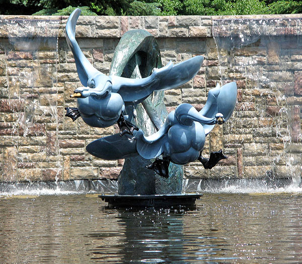 bronze swan sculpture
