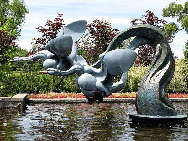 mute swans, geese, honker